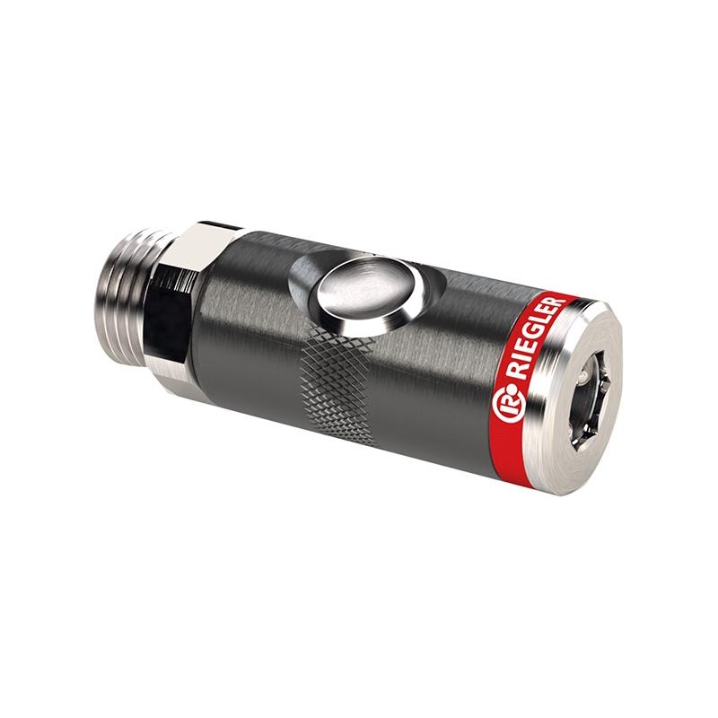 Cupla rapida de siguranta, cu buton, NW 7.4, filet exterior G1/4", SW 21 mm, RIEGLER