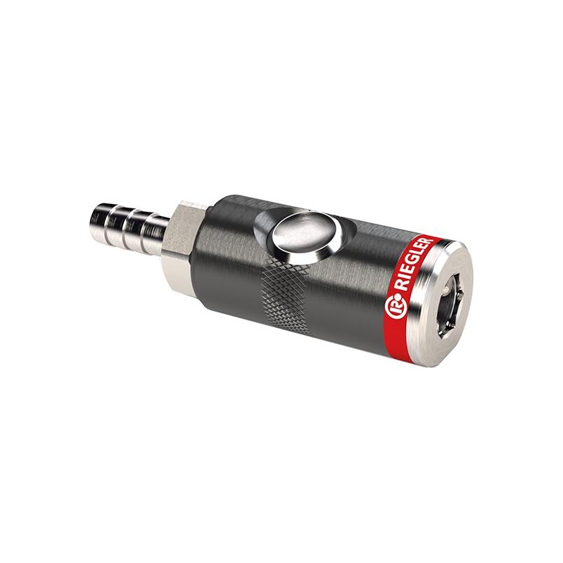 Cupla rapida de siguranta, cu buton, NW 7.4, duza pentru furtun 13 mm, SW 21 mm, RIEGLER