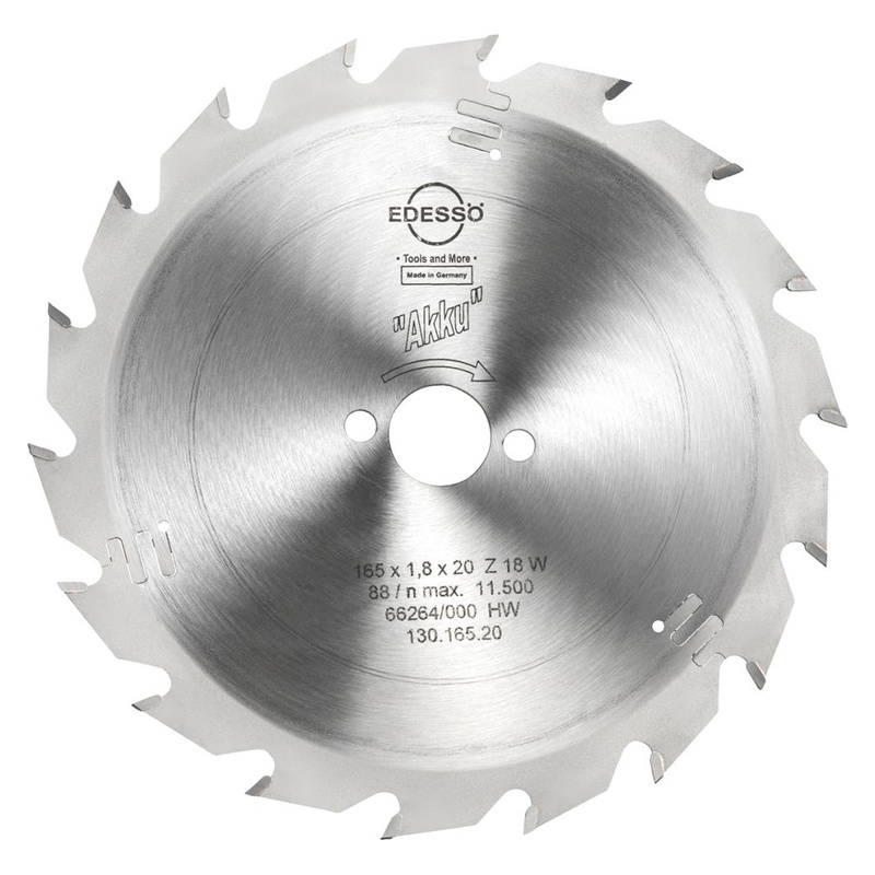Panza fierastrau circular Edesso AKKU, W, 165x20x1.8mm, 18 dinti