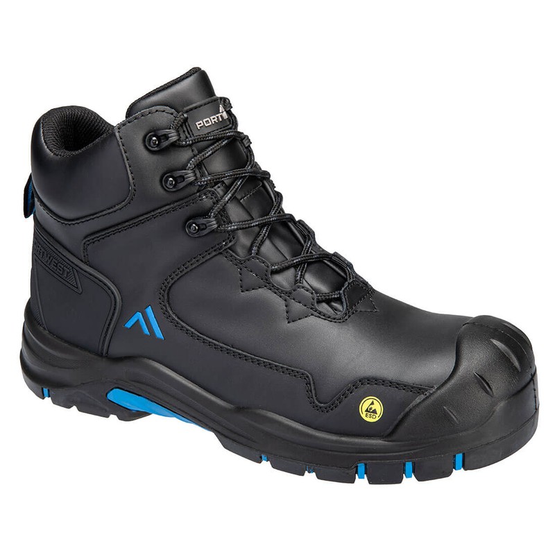 Bocanci Portwest APEX COMPOSITE MID, S3S ESD HRO SR SC FO, negru/albastru, mas. 40