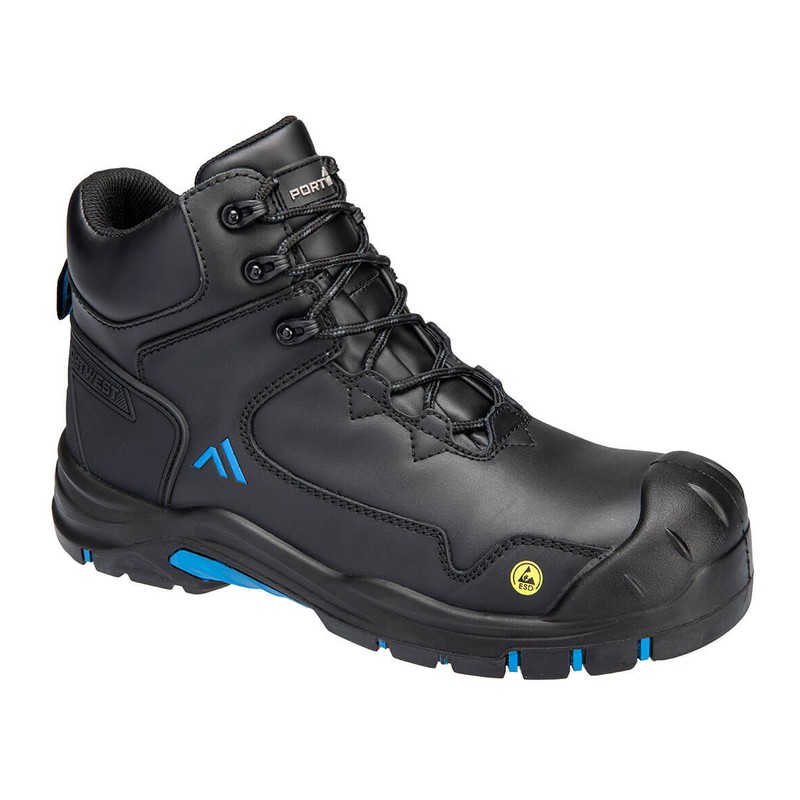 Bocanci Portwest APEX COMPOSITE MID, S3S ESD HRO SR SC FO, negru/albastru, mas. 43