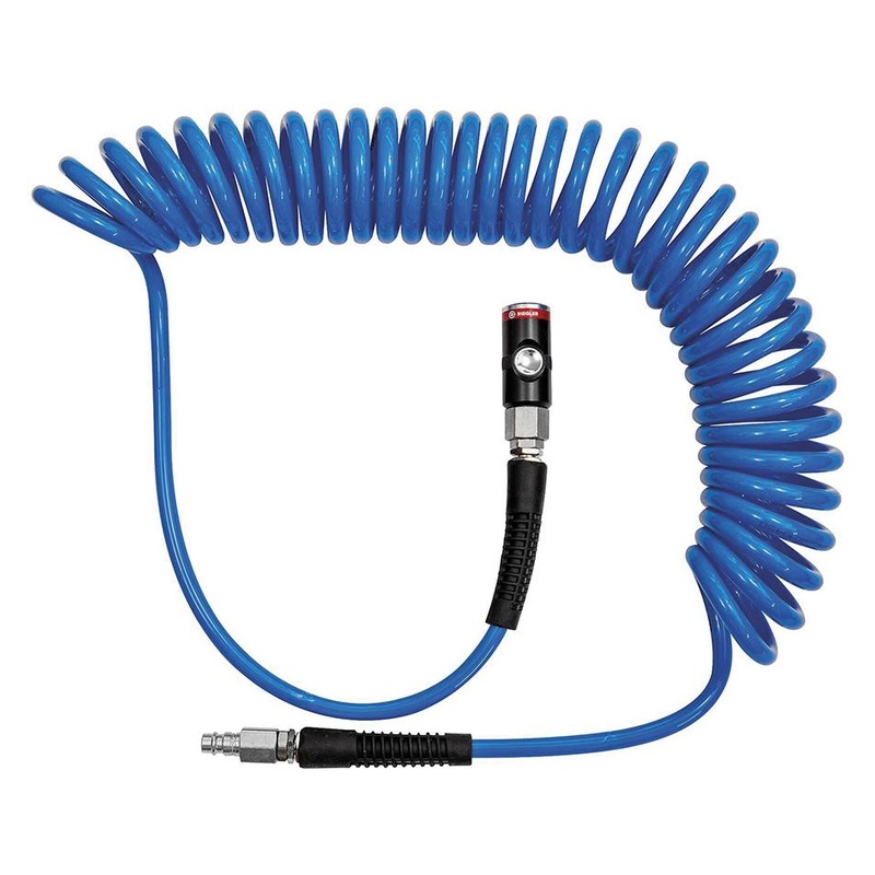 Riegler - Furtun aer comprimat spiralat, albastru, cuplaj siguranta si dop, NW 7.2, 12x8mm, 10m [SP121000PUDSK]