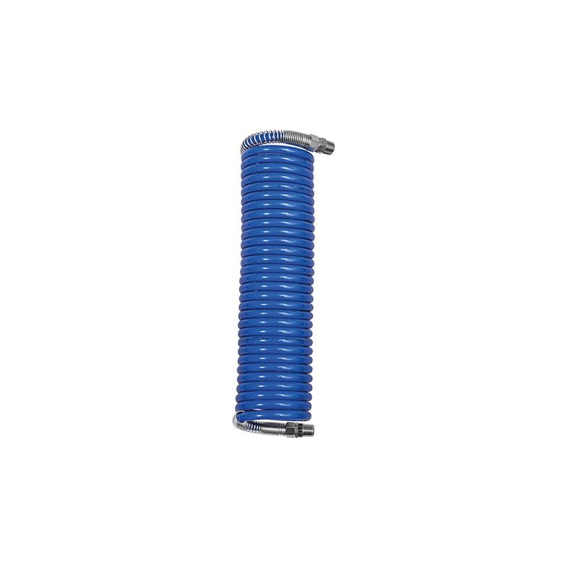 Riegler - Furtun aer comprimat spiralat, albastru, AG G3/8", 12x9mm, 7.5m [SP12750PA]