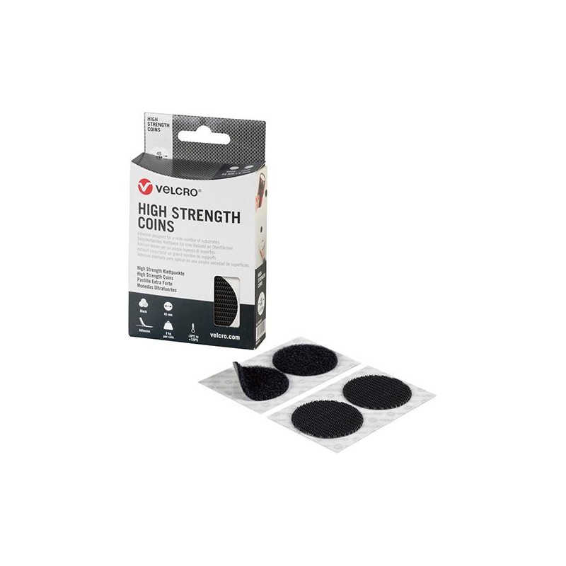Banda adeziva Velcro cu rezistenta mare, buline Ø 45 mm, negru, VELCRO