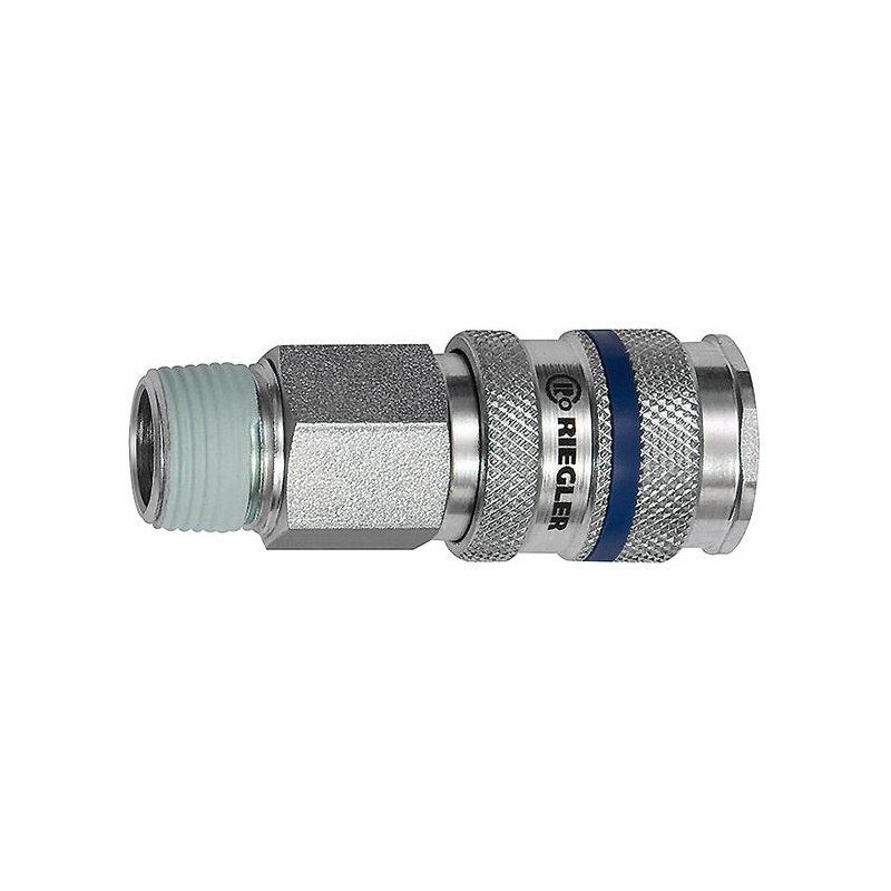 Cupla rapida NW 7.8, din otel, Filet exterior R 3/8 ', 61mm, cheie 19mm, RIEGLER