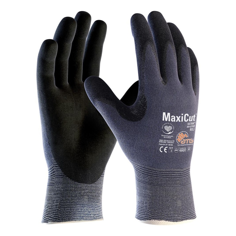 Manusi protectie taiere Atg MAXICUT ULTRA 44-3745, negru/albastru, mas. 12