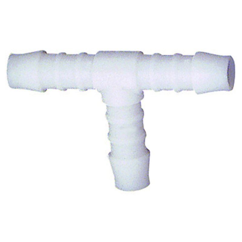 Conector T fabricat din copolimer acetal (POM), pentru furtun Ø 8 mm, 58 x 30 mm, max. 10 bar, RIEGLER