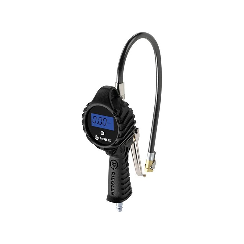 Pistol de umflat roti, cu manometru digital MS, 0-12 bar, furtun cu mufa de conectare, RIEGLER