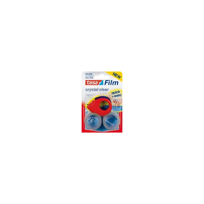 Banda adeziva tesafilm, kristall-klar, cu mini aplicator, transparenta, 10 m x 19 mm, TESA