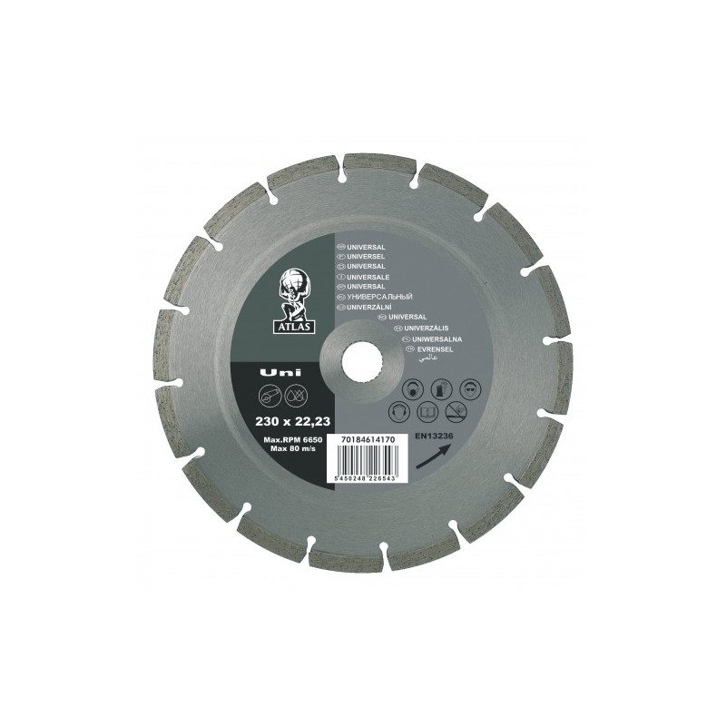 Disc diamantat multi-material Atlas UNI, 125x22.23mm