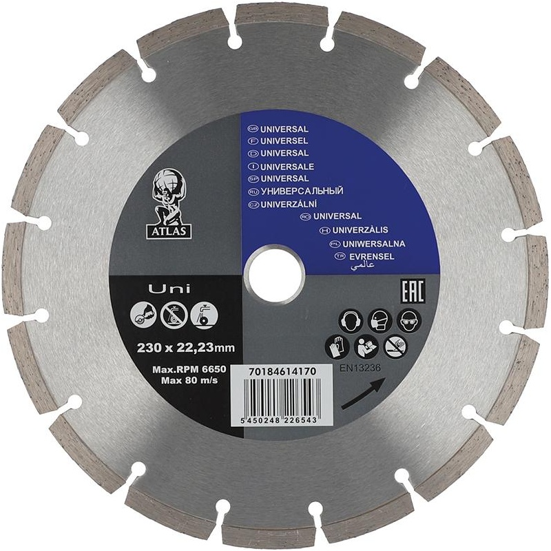 Disc diamantat multi-material Atlas UNI, 230x22.23mm